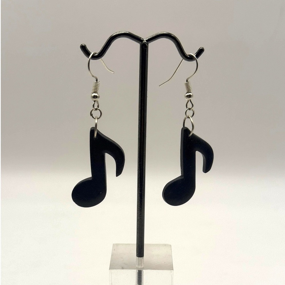 Black Music Note Dangle Earrings – Retro Novelty Statement Jewelry